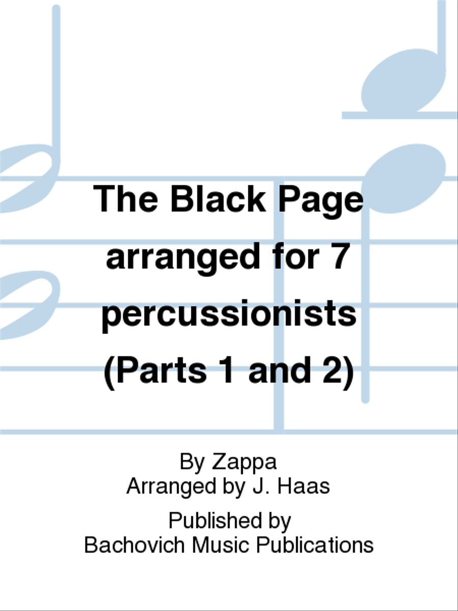 The Black Page arranged for 7 percussionists (Parts 1 and 2) Percussion Ensemble scores gallery preview page 1