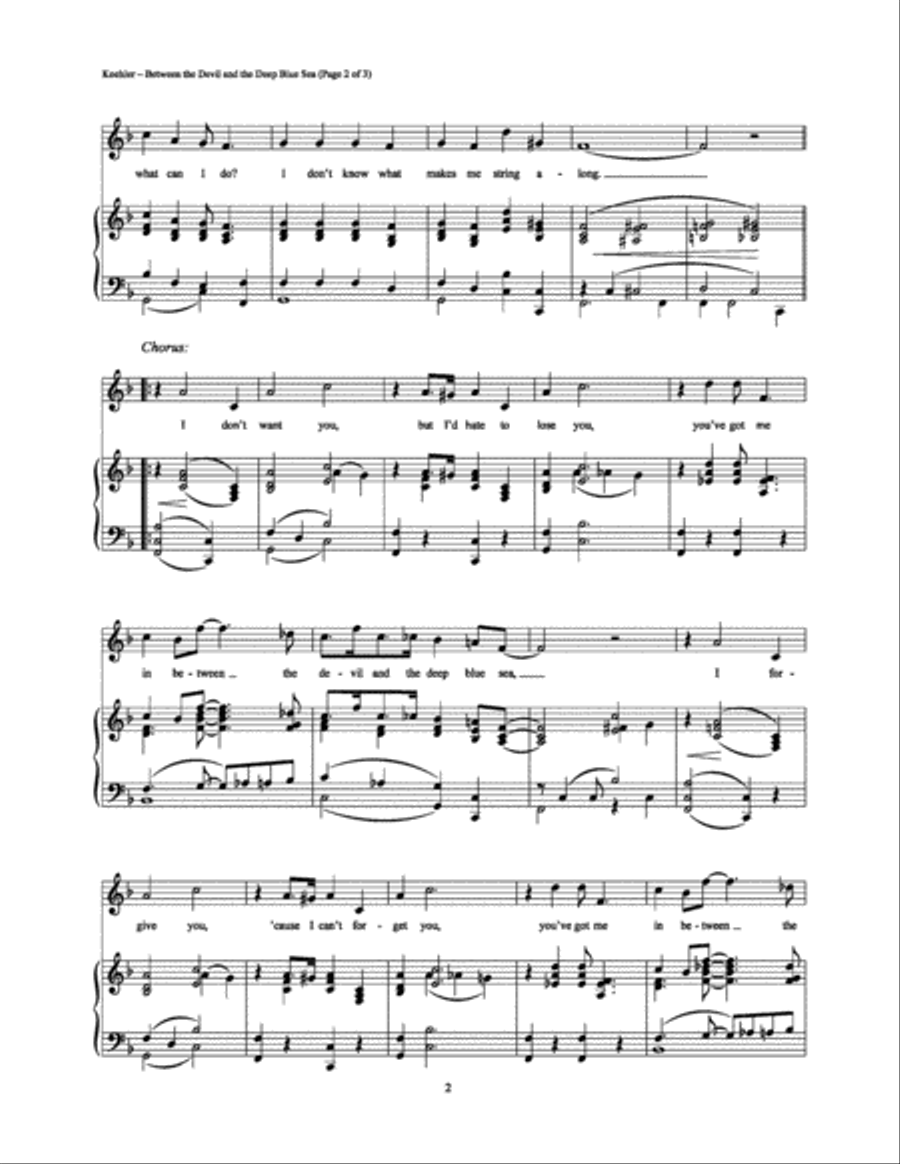 Between the Devil and the Deep Blue Sea Piano, Vocal, Guitar scores gallery preview page 2