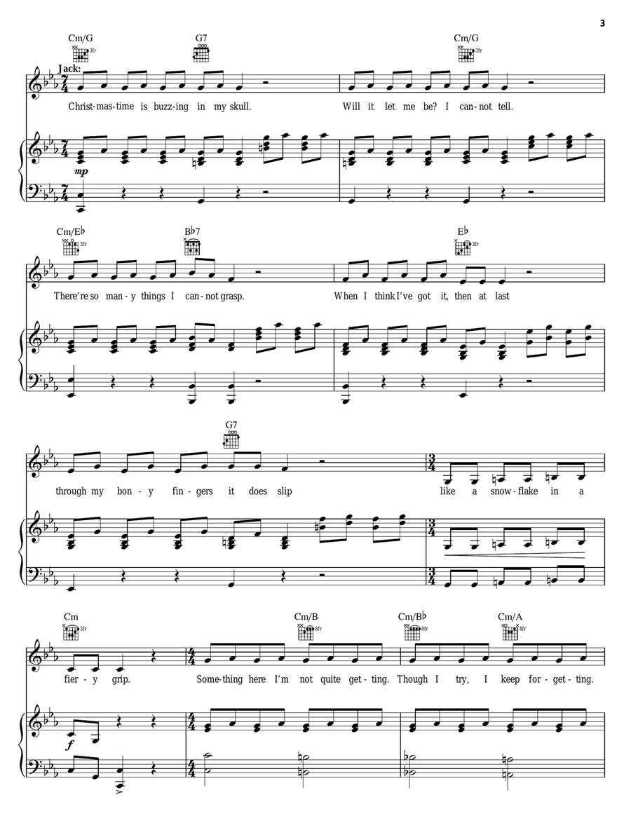 Jack's Obsession (from The Nightmare Before Christmas) Piano, Vocal, Guitar scores gallery preview page 3