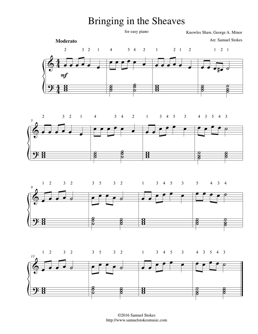 Bringing in the Sheaves - for easy piano Easy Piano scores gallery preview page 1