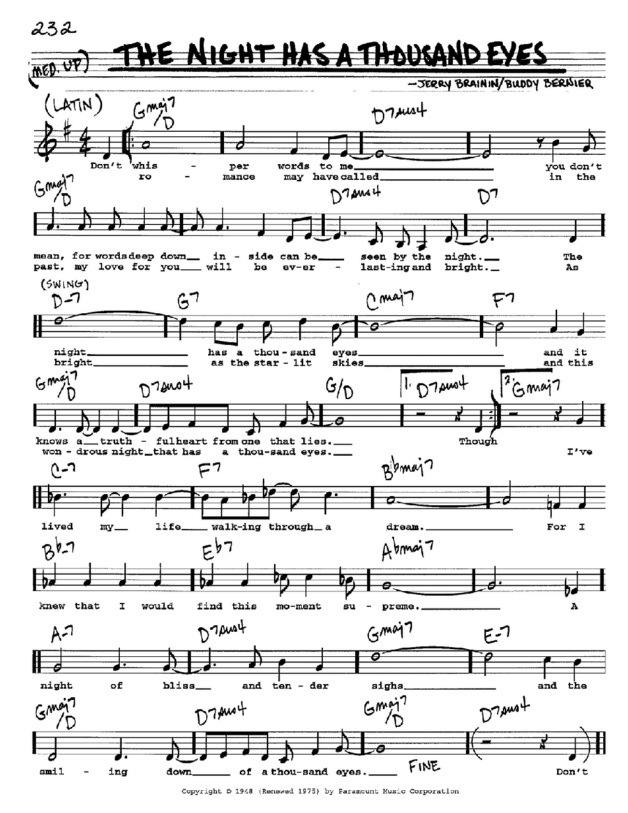 The Night Has A Thousand Eyes Voice scores gallery preview page 1