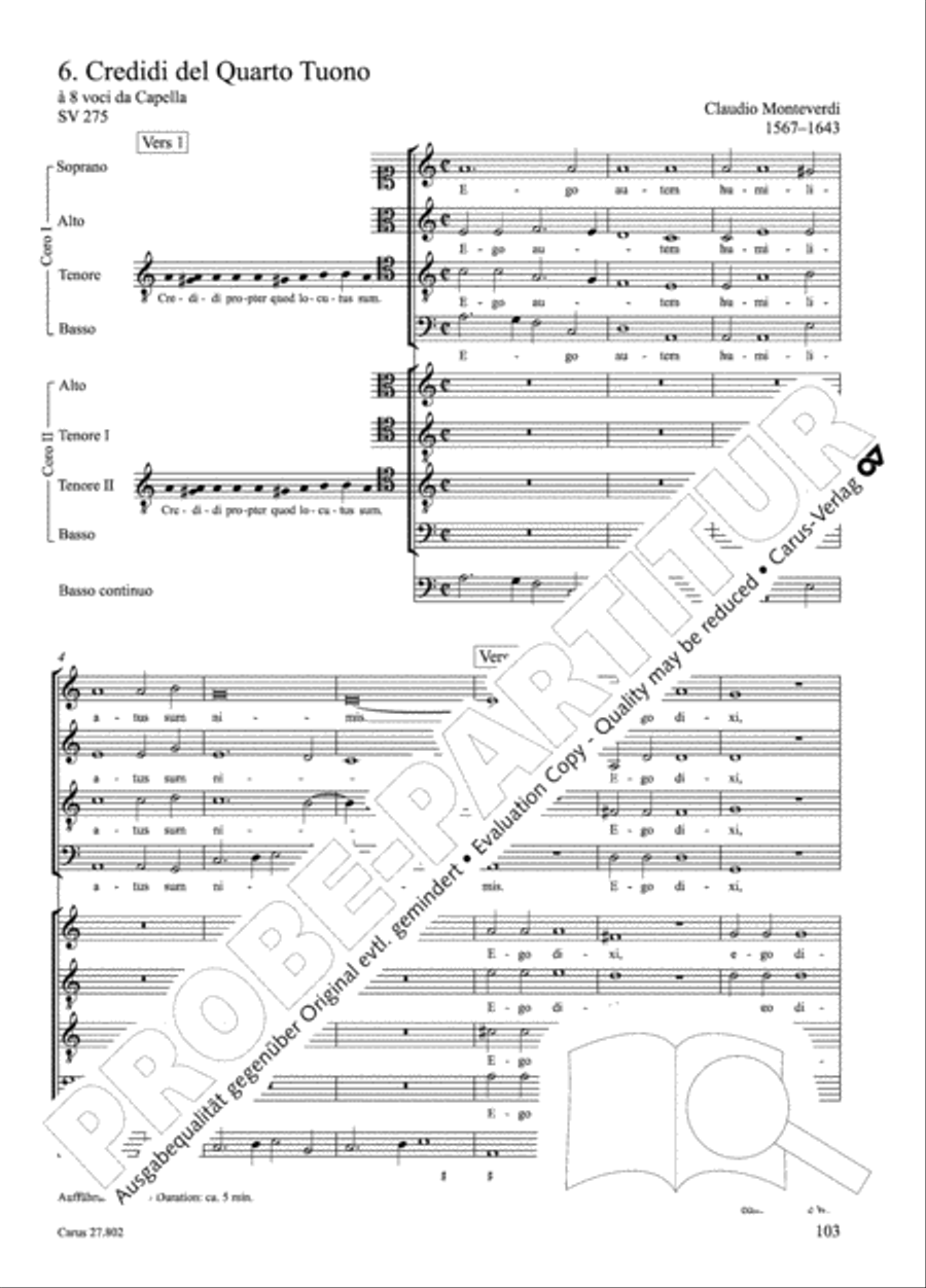 Salmi I (Selva morale e spirituale) Collection / Songbook scores gallery preview page 128