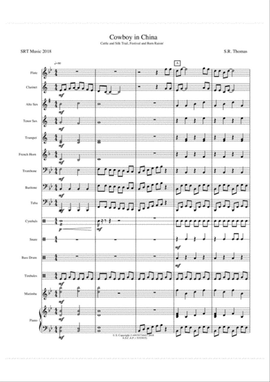 Cowboy in China Concert Band scores gallery preview page 1