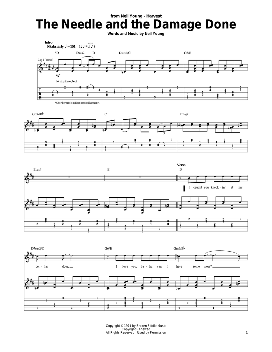 The Needle And The Damage Done Acoustic Guitar scores gallery preview page 1