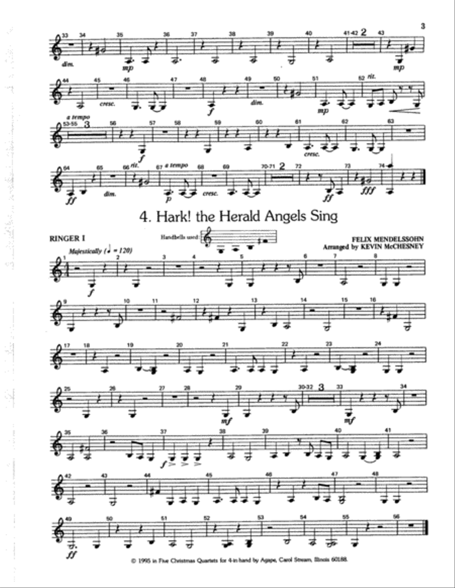 Five Christmas Quartets for 4-in-Hand Handbell Choir scores gallery preview page 4