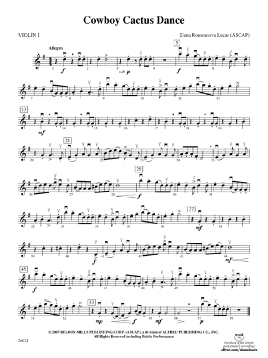 Cowboy Cactus Dance: 1st Violin String Orchestra scores gallery preview page 1