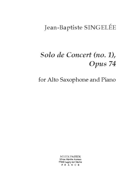 Solo de Concert (no. 1), Opus 74
