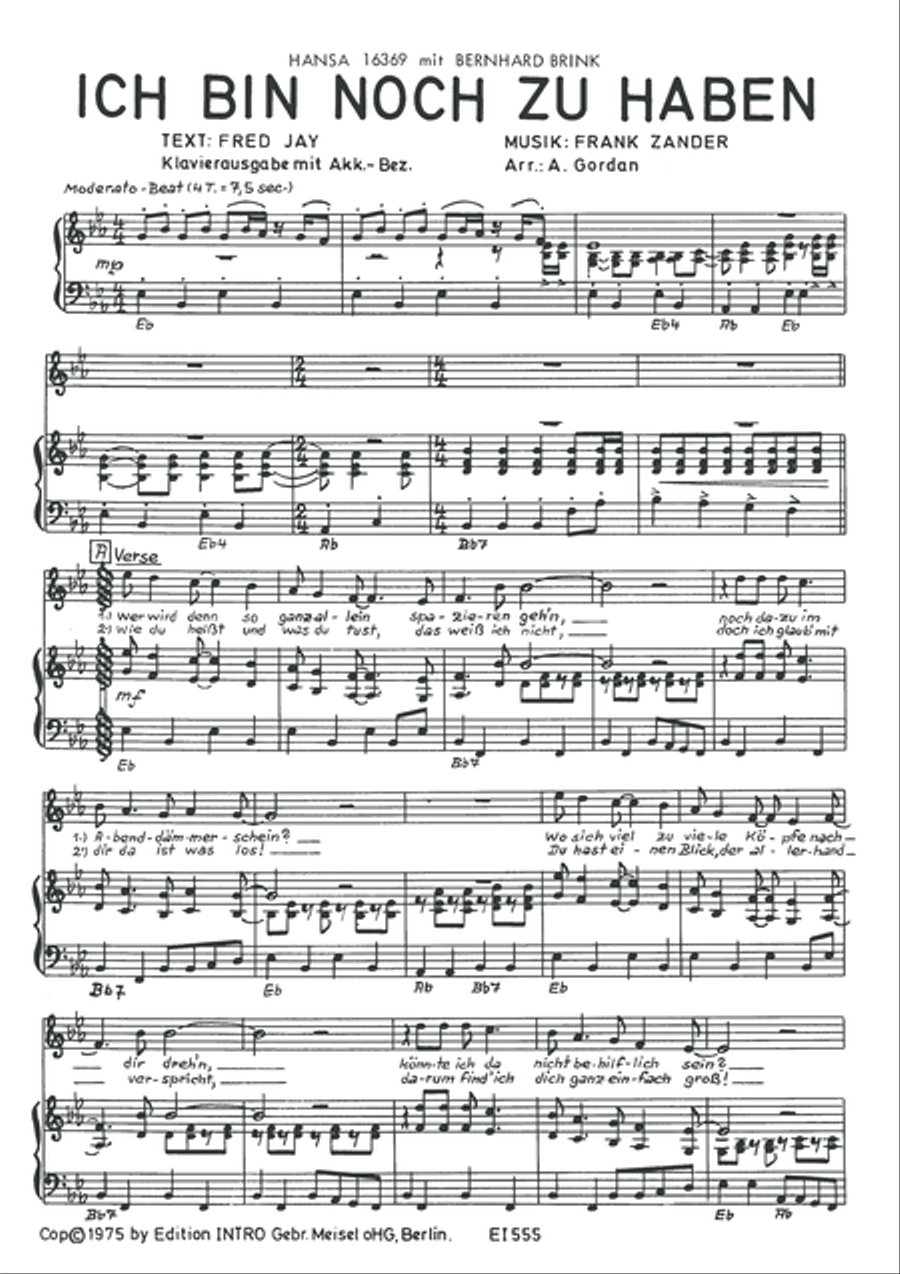 Ich bin noch zu haben Piano, Vocal scores gallery preview page 3