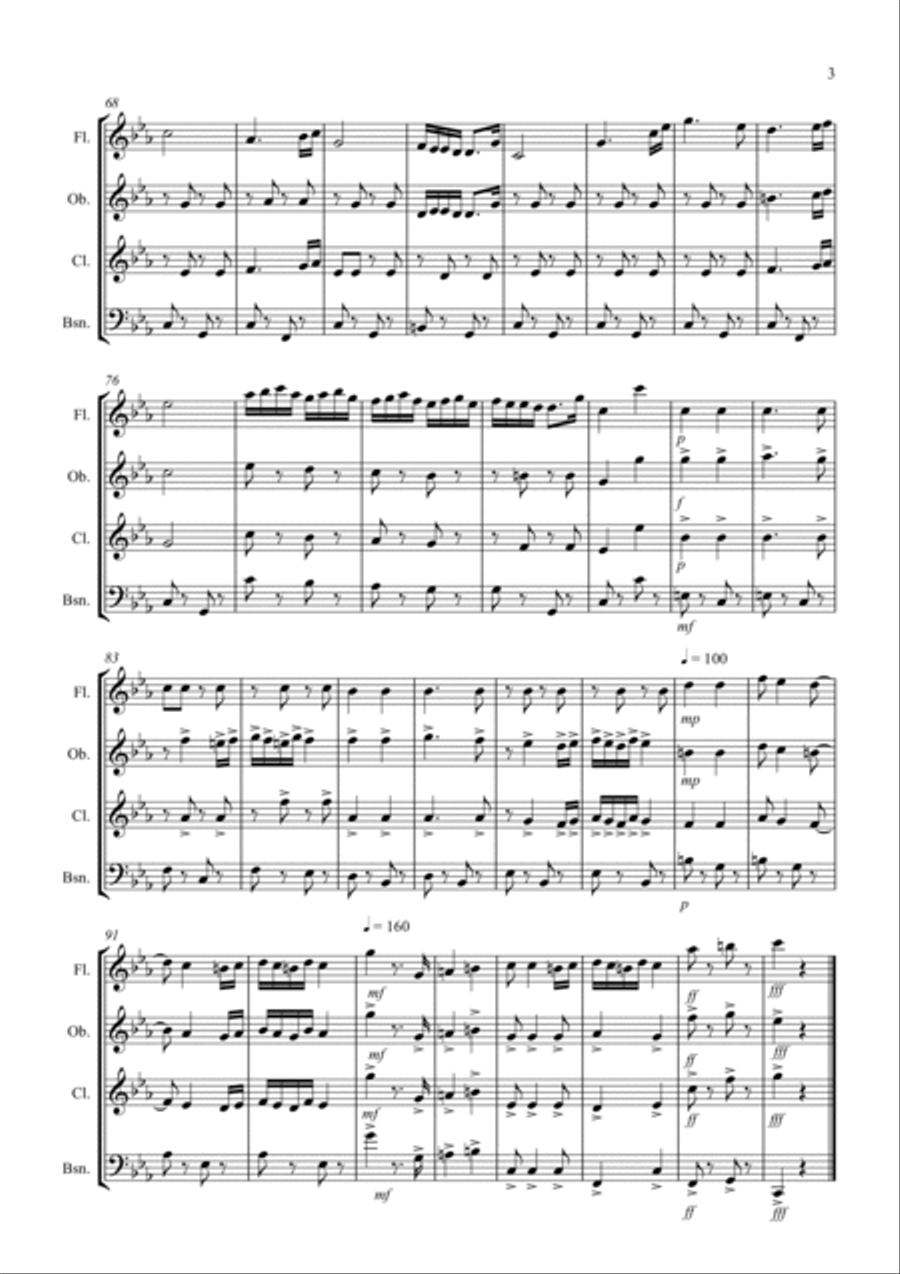 Hungarian Dance No.5 for Wind Quartet Woodwind Quartet scores gallery preview page 3