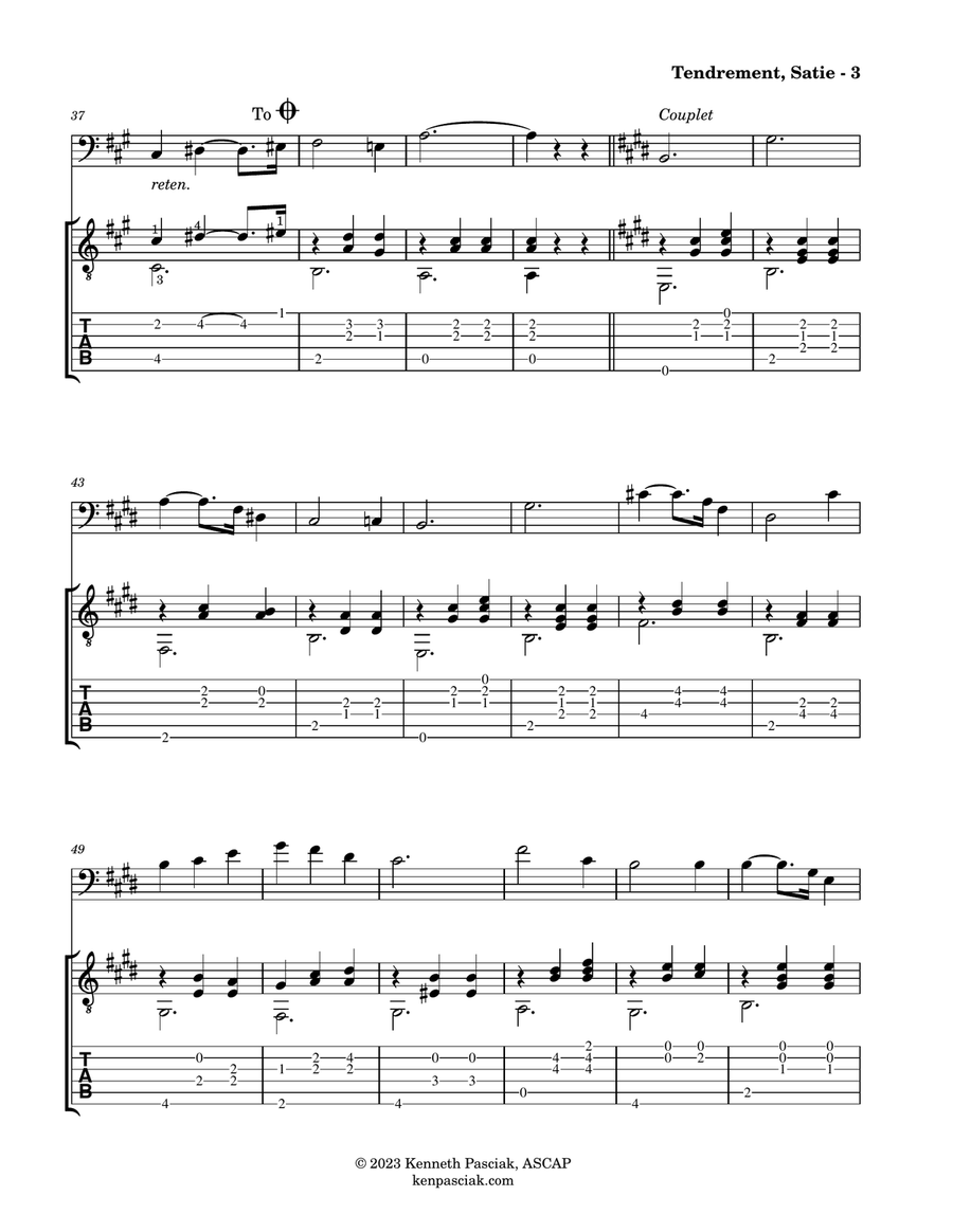 Tendrement (for Cello & Guitar) String Duet scores gallery preview page 5