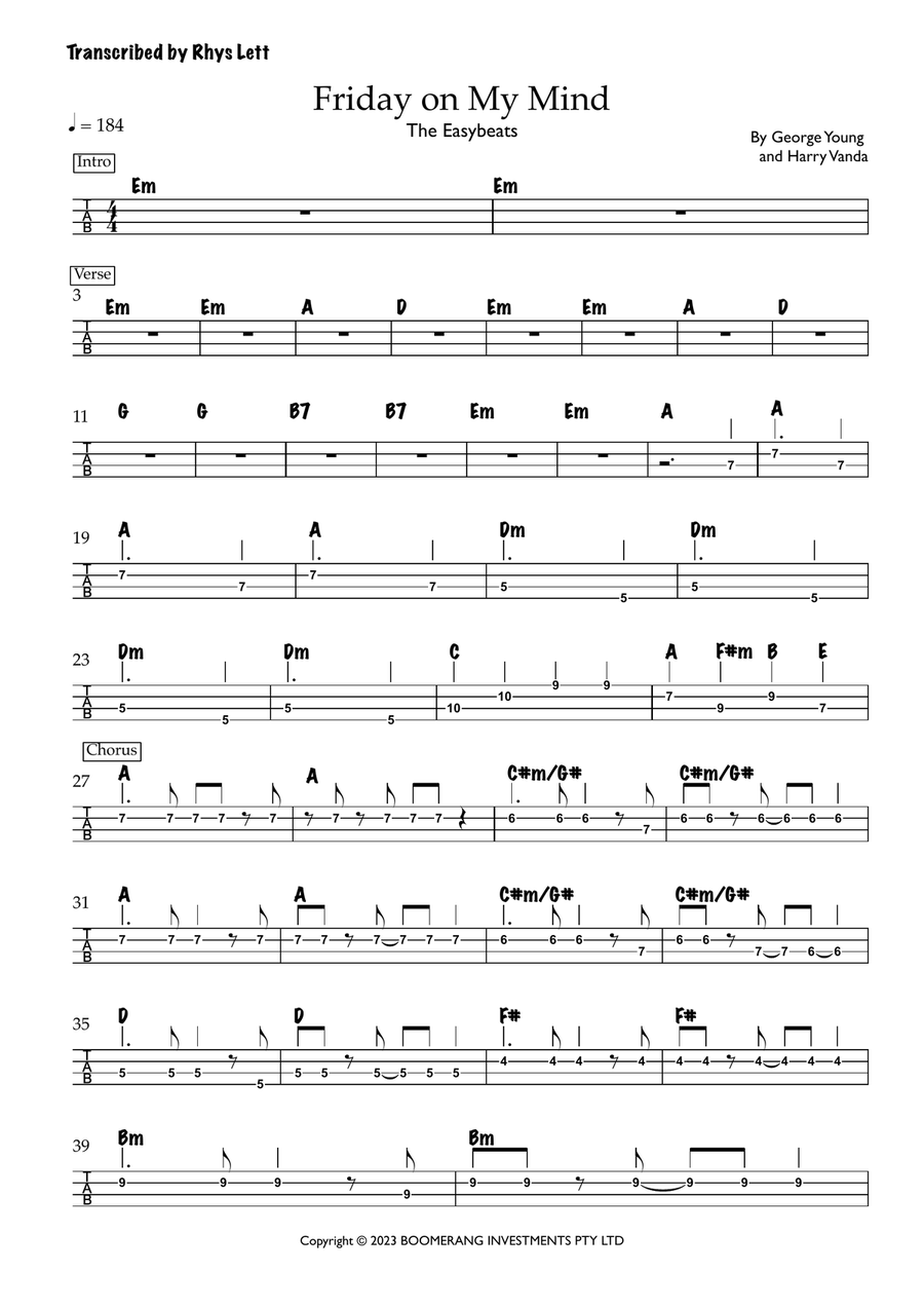 Friday On My Mind Friday On My Mind Acoustic Guitar scores gallery preview page 1