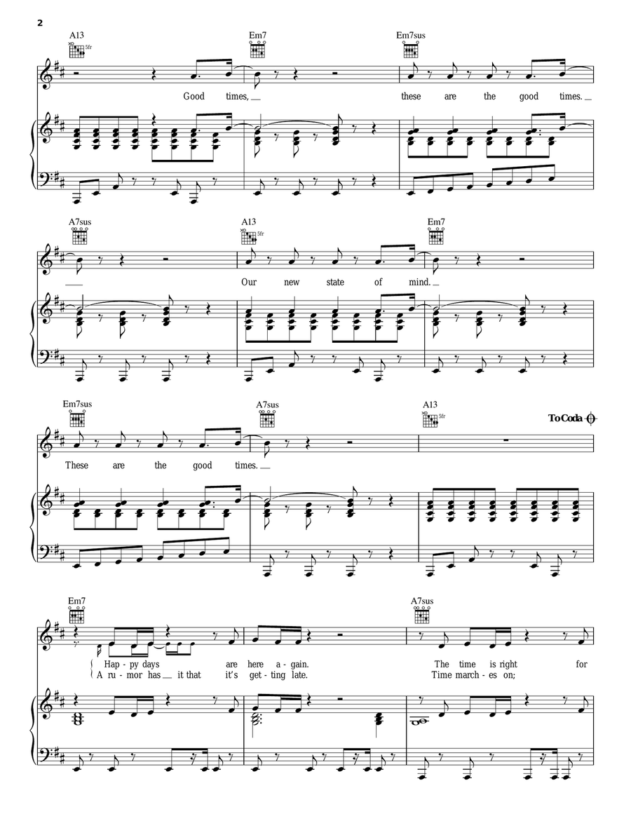Good Times Piano, Vocal, Guitar scores gallery preview page 2