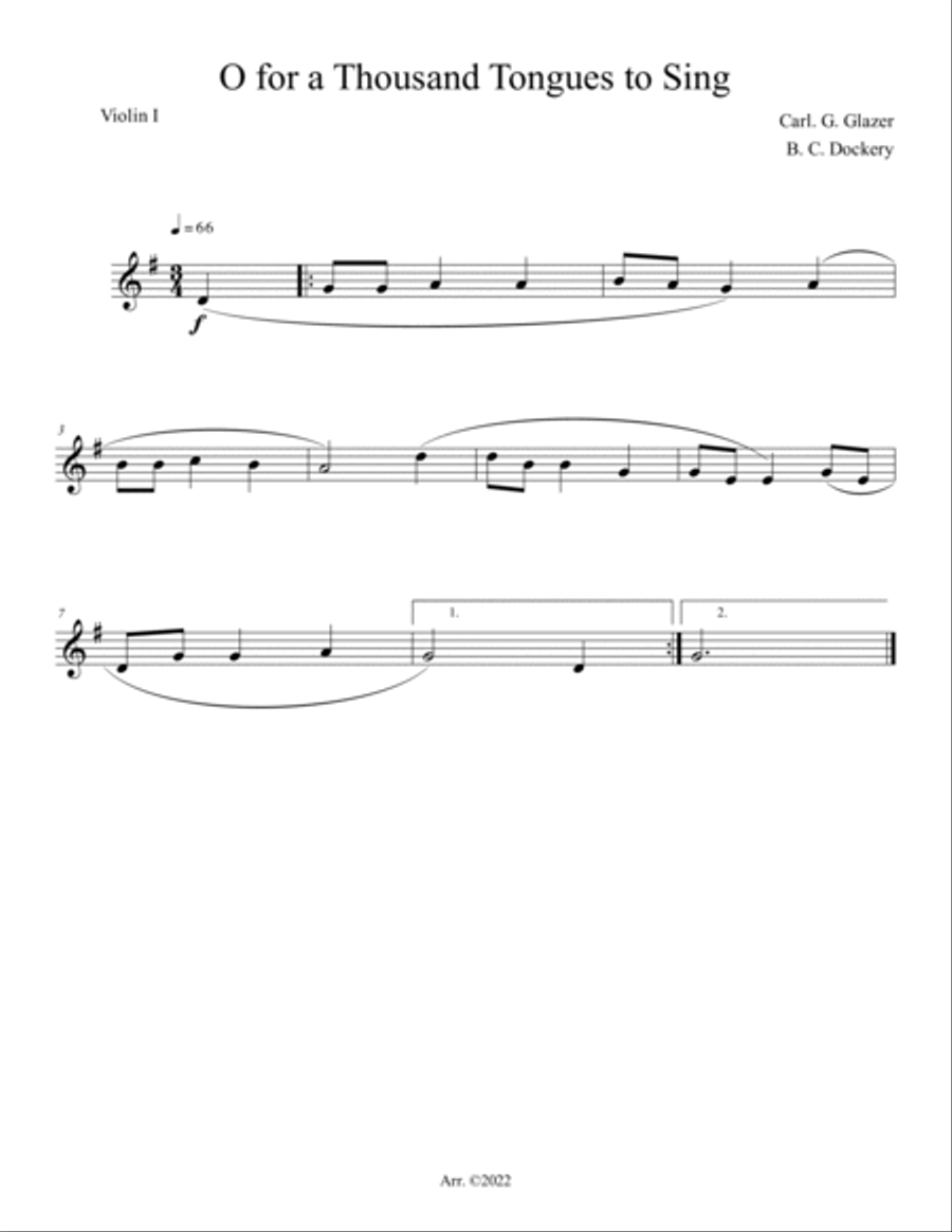 O for a Thousand Tongues to Sing (String Quartet) String Quartet scores gallery preview page 3