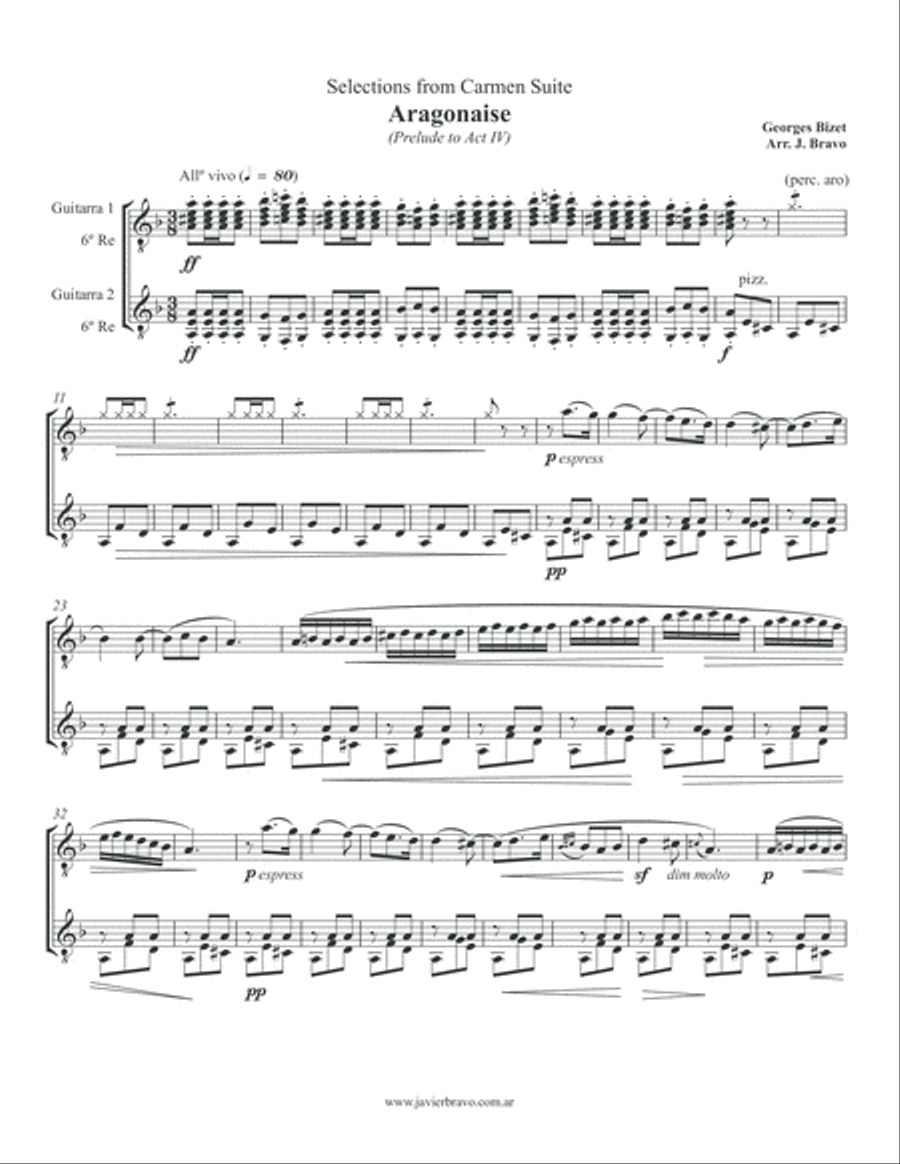 Bizet - Selections from Carmen Suite - Guitar duo