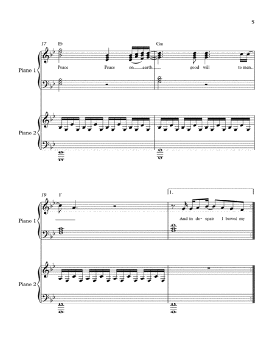 I Heard The Bells On Christmas Day 2 Pianos, 4-Hands scores gallery preview page 5