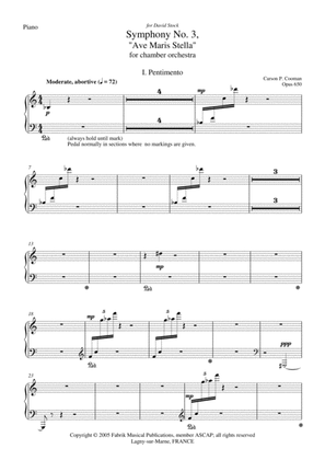 Carson Cooman: Symphony No. 3, “Ave Maris Stella” (2005) for chamber orchestra, piano part