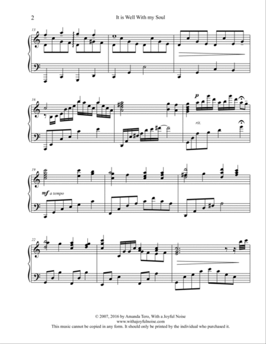 It Is Well With My Soul – Late Intermediate/Early Advanced Piano Solo Piano Solo scores gallery preview page 3