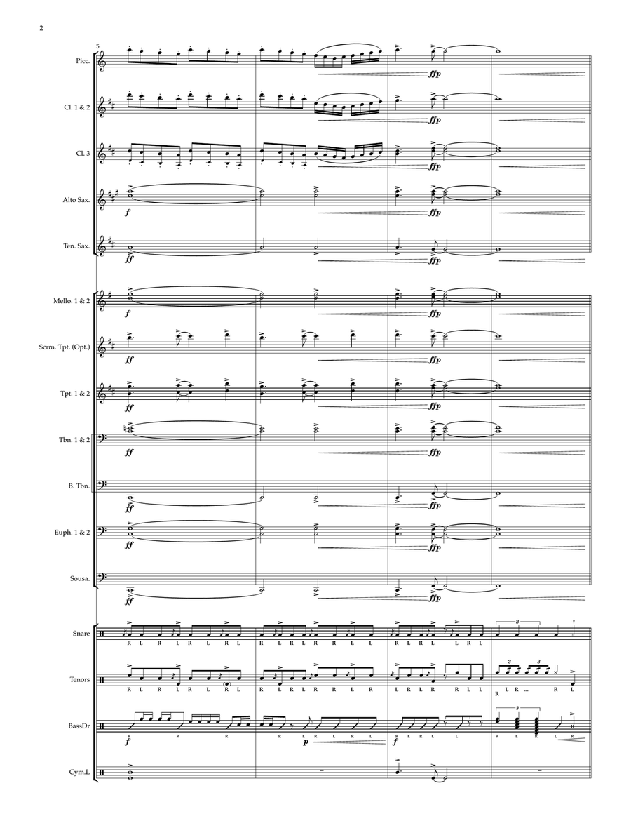 Up On The Green Hill From Sonic The Hedgehog Green Hill Zone Marching Band scores gallery preview page 2