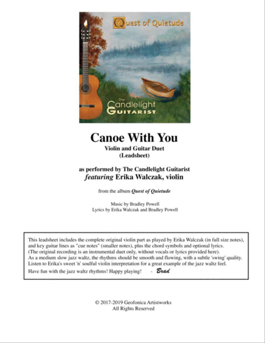 Canoe With You - leadsheet for violin and guitar duet String Duet scores gallery preview page 1