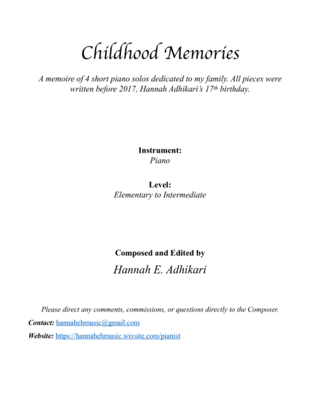 Childhood Memories: A Memoire