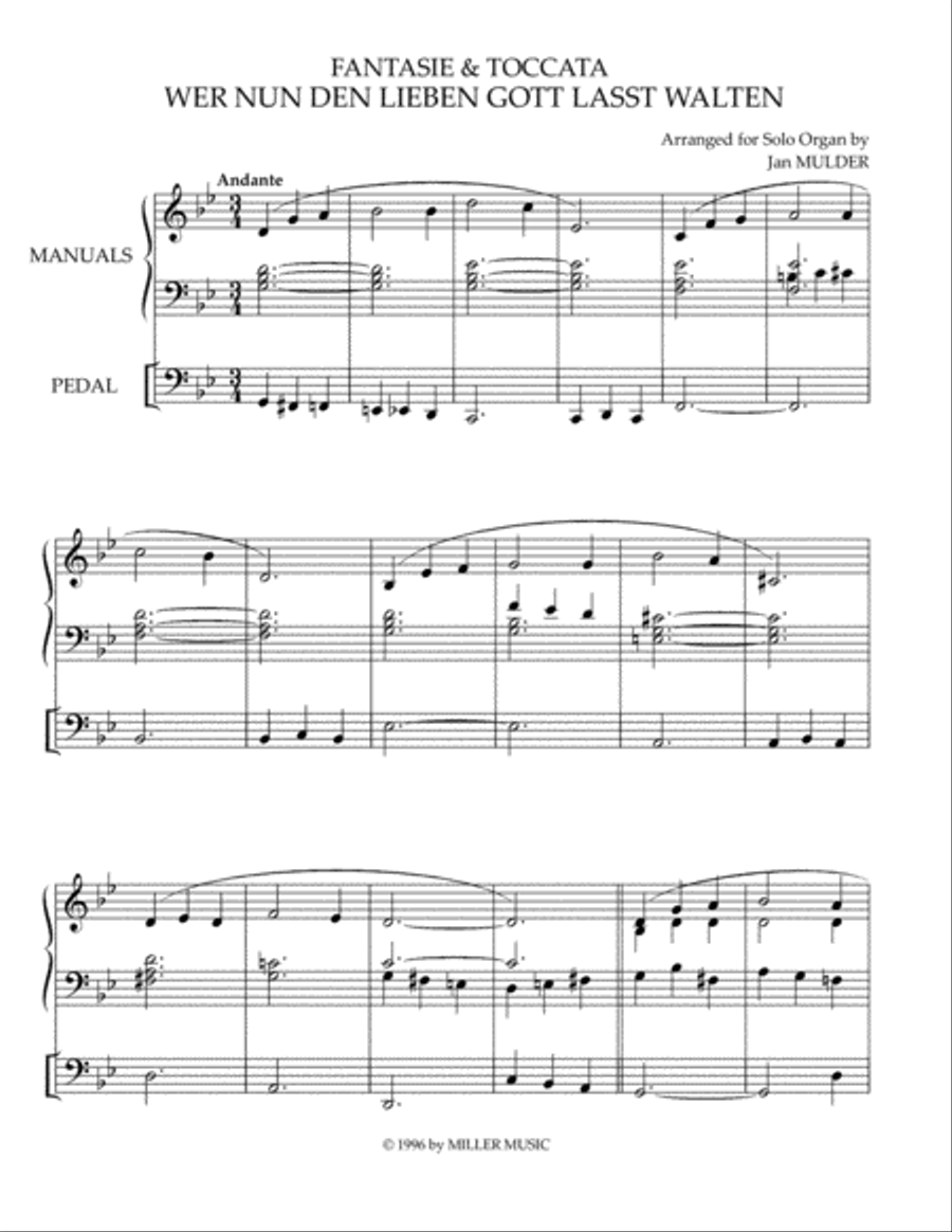Wer Nun Den Lieben Gott Lasst Walten Organ Solo scores gallery preview page 1