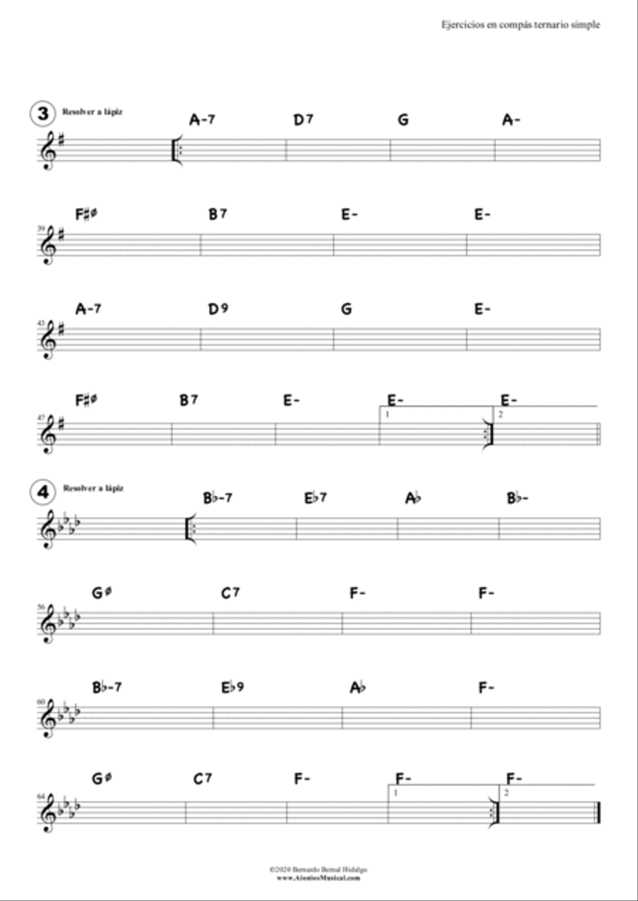 Ejercicios en compás ternario simple - para resolver Mandolin scores gallery preview page 2