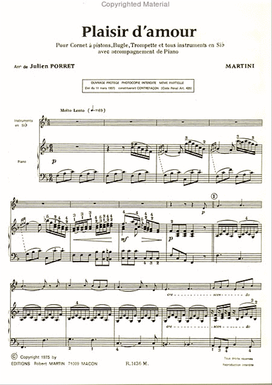 Plaisir d'amour Trumpet Solo scores gallery preview page 2