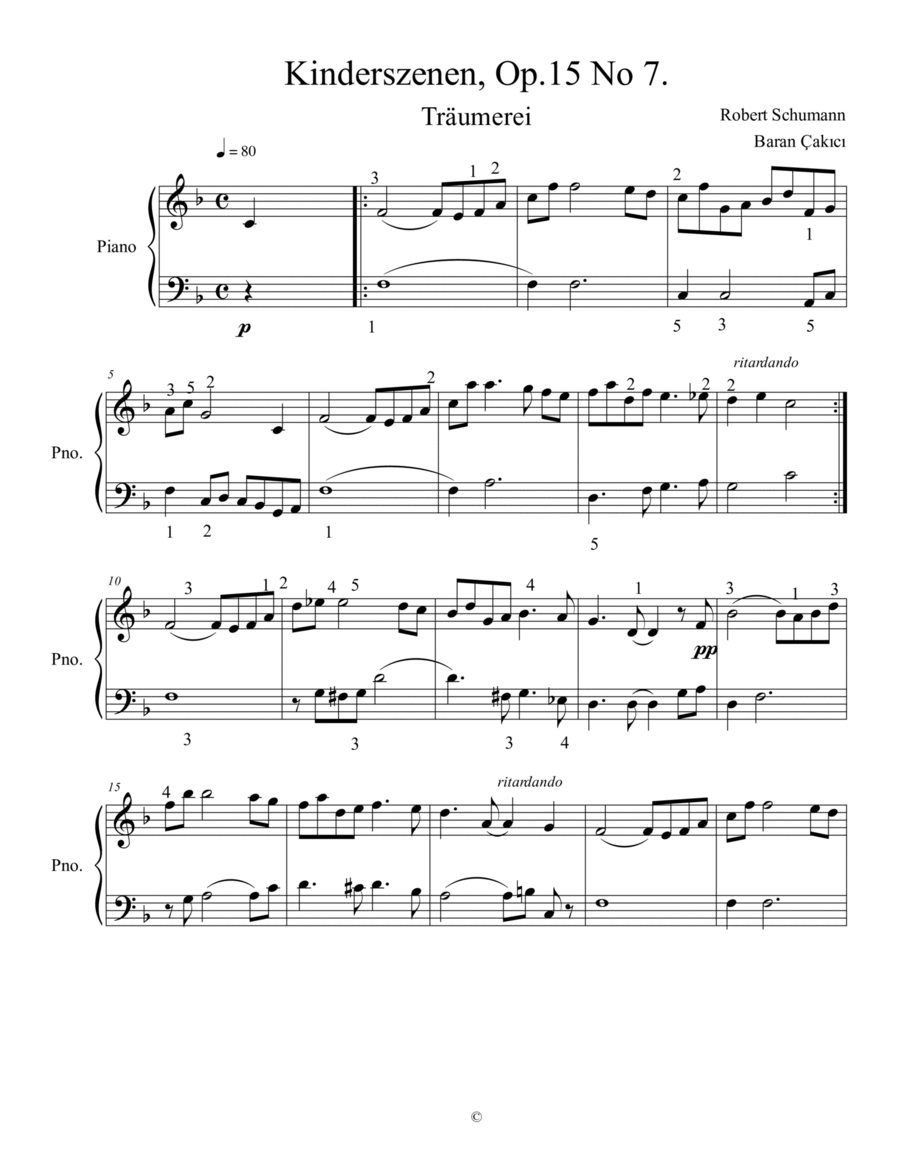 Kinderszenen Op.15 No.7, Träumerei Easy Piano scores gallery preview page 1