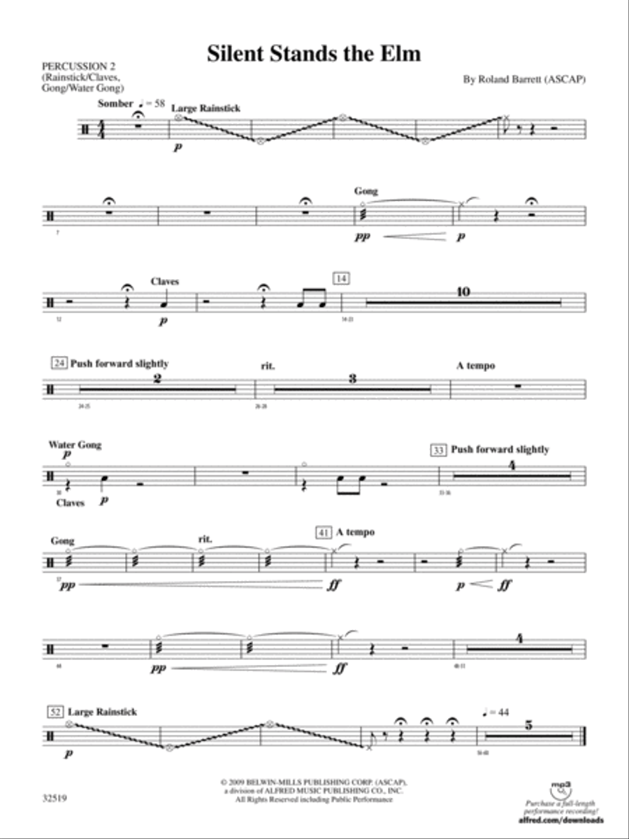 Silent Stands the Elm: 2nd Percussion Concert Band scores gallery preview page 1