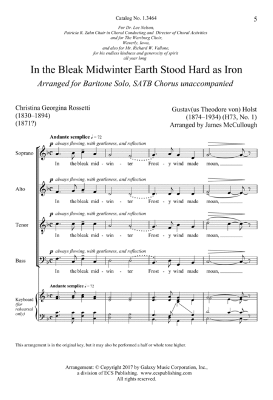 In the Bleak Midwinter Earth Stood Hard as Iron 4-Part scores gallery preview page 4