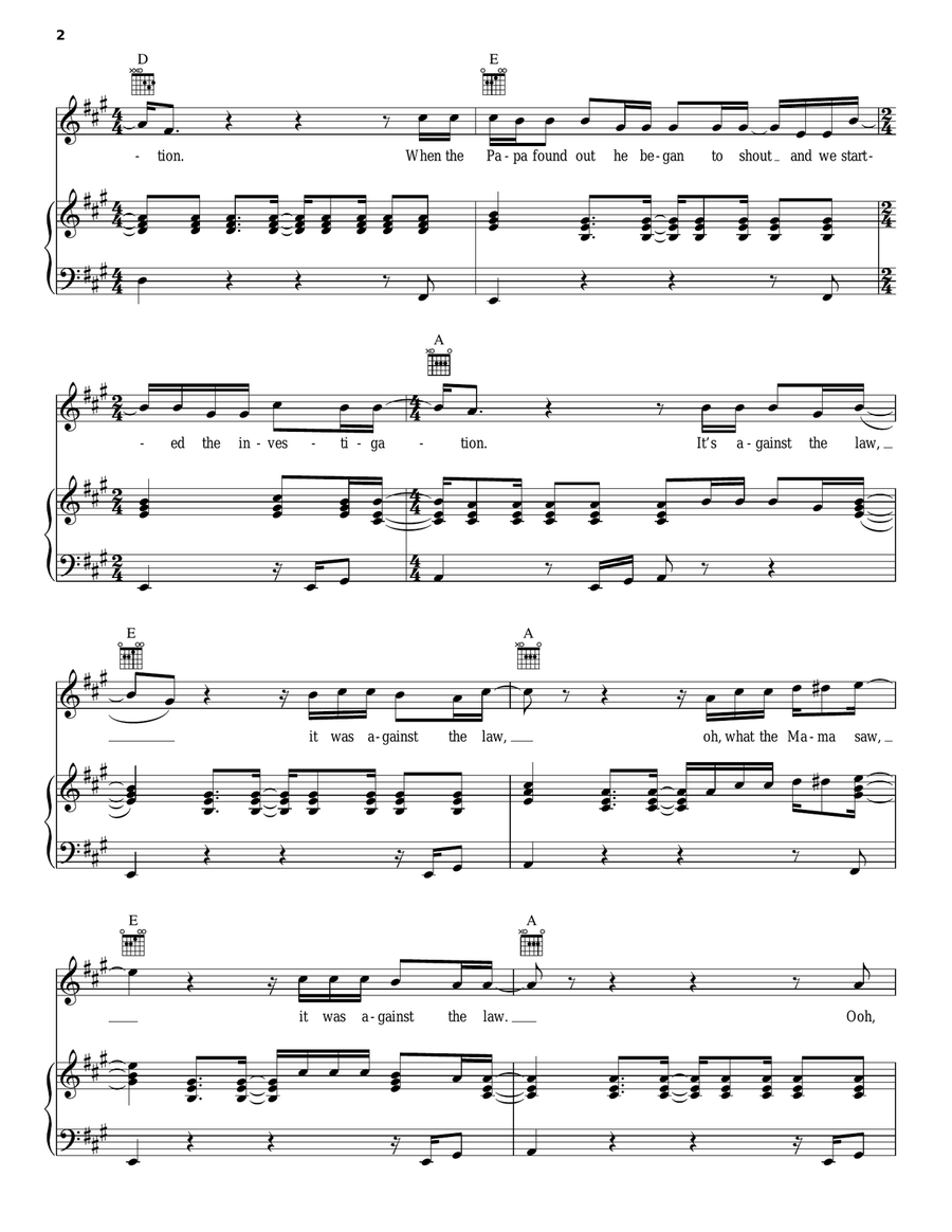 Me And Julio Down By The Schoolyard Acoustic Guitar scores gallery preview page 2