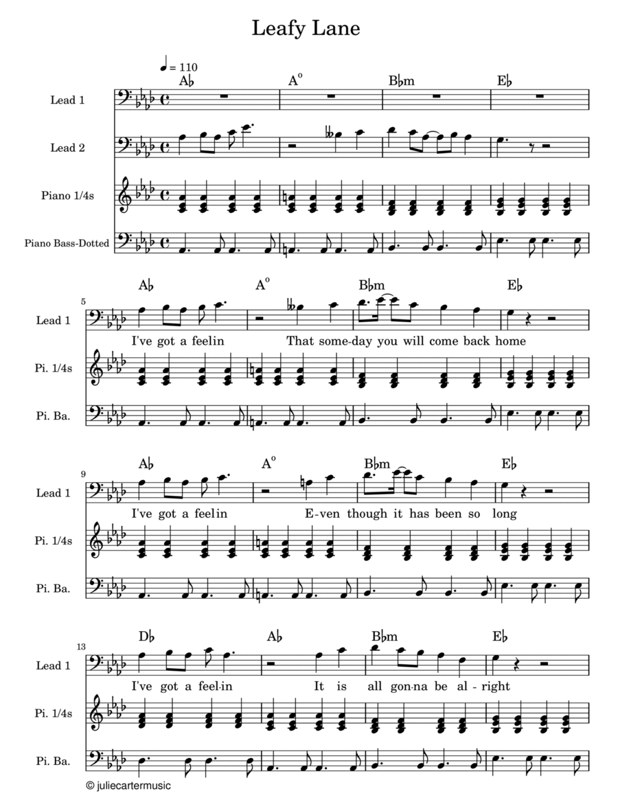 Leafy Lane Easy Piano scores gallery preview page 1