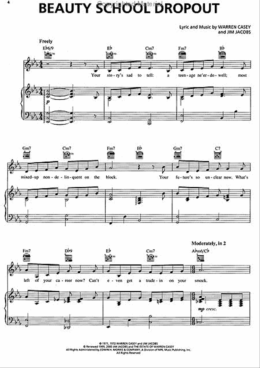 Grease Piano, Vocal, Guitar scores gallery preview page 2
