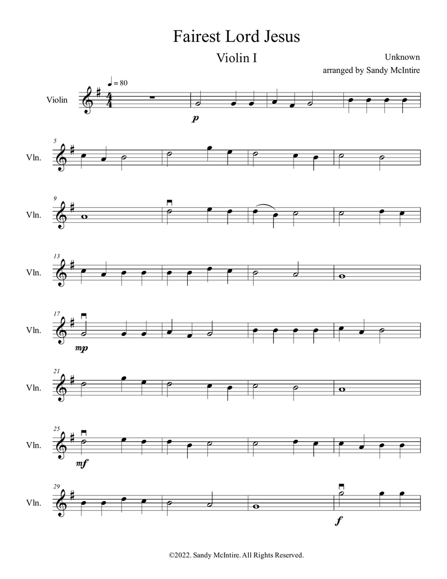Fairest Lord Jesus String Trio scores gallery preview page 6