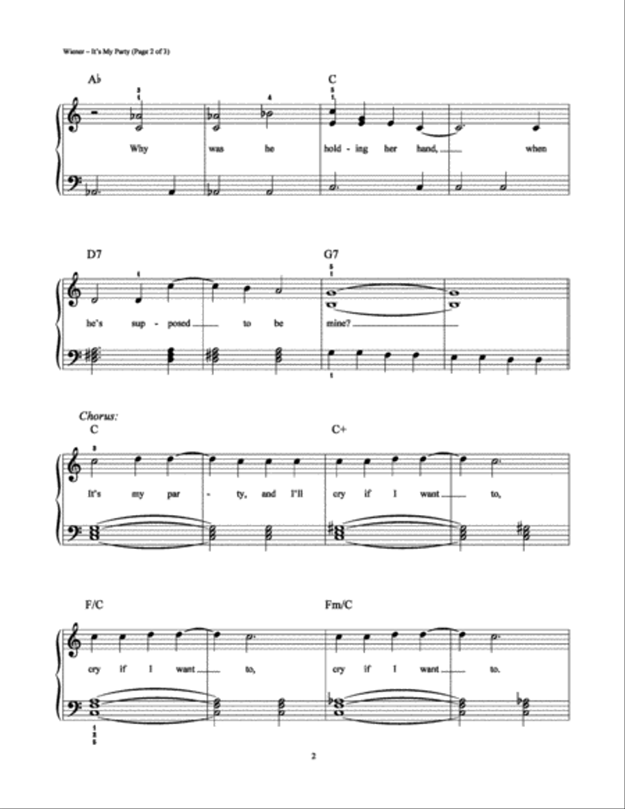 It's My Party It's My Party Easy Piano scores gallery preview page 2
