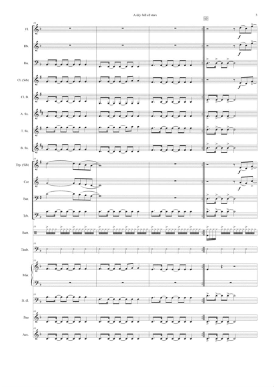 A Sky Full Of Stars Concert Band scores gallery preview page 3