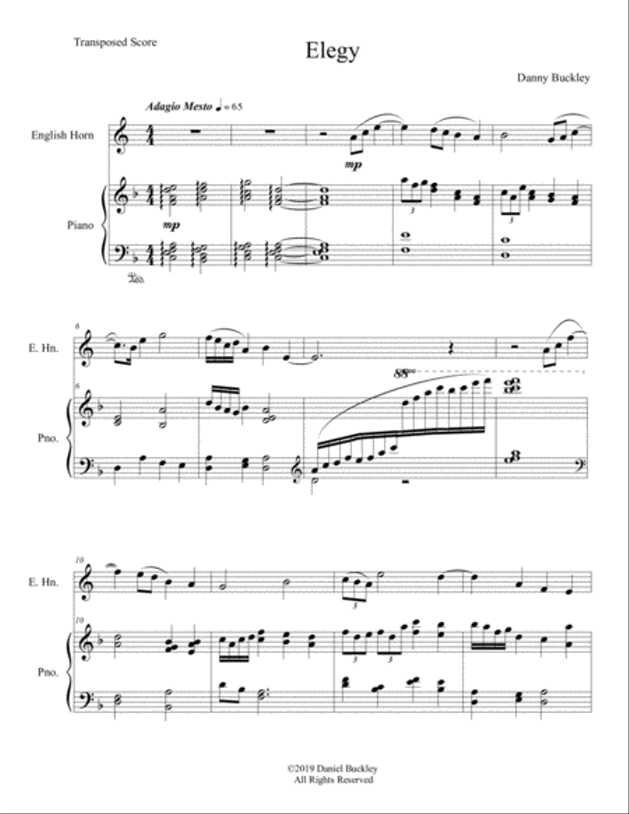 Elegy for English Horn and Piano English Horn scores gallery preview page 3