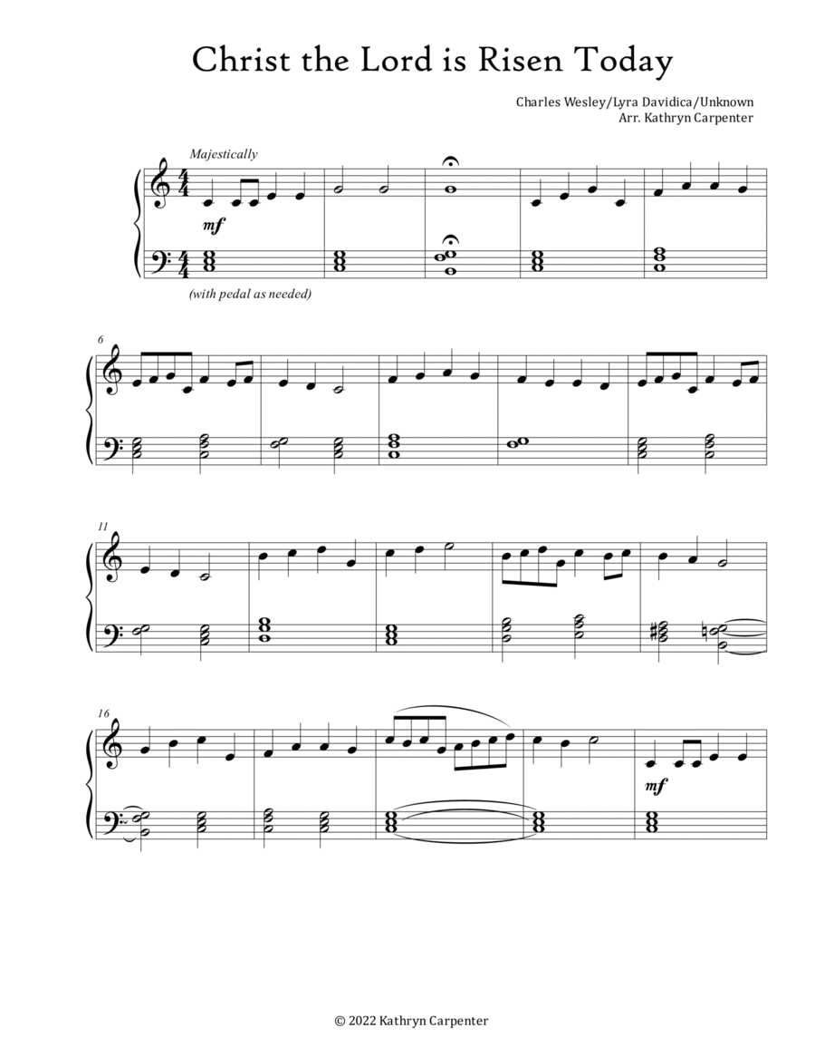 Christ the Lord is Risen Today Easy Piano scores gallery preview page 1
