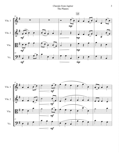 Chorale from Jupiter for String Quartet image number null