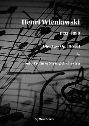Book cover for Wieniawski Obertass Op. 19 No. 1 for Violin and String Orchestra