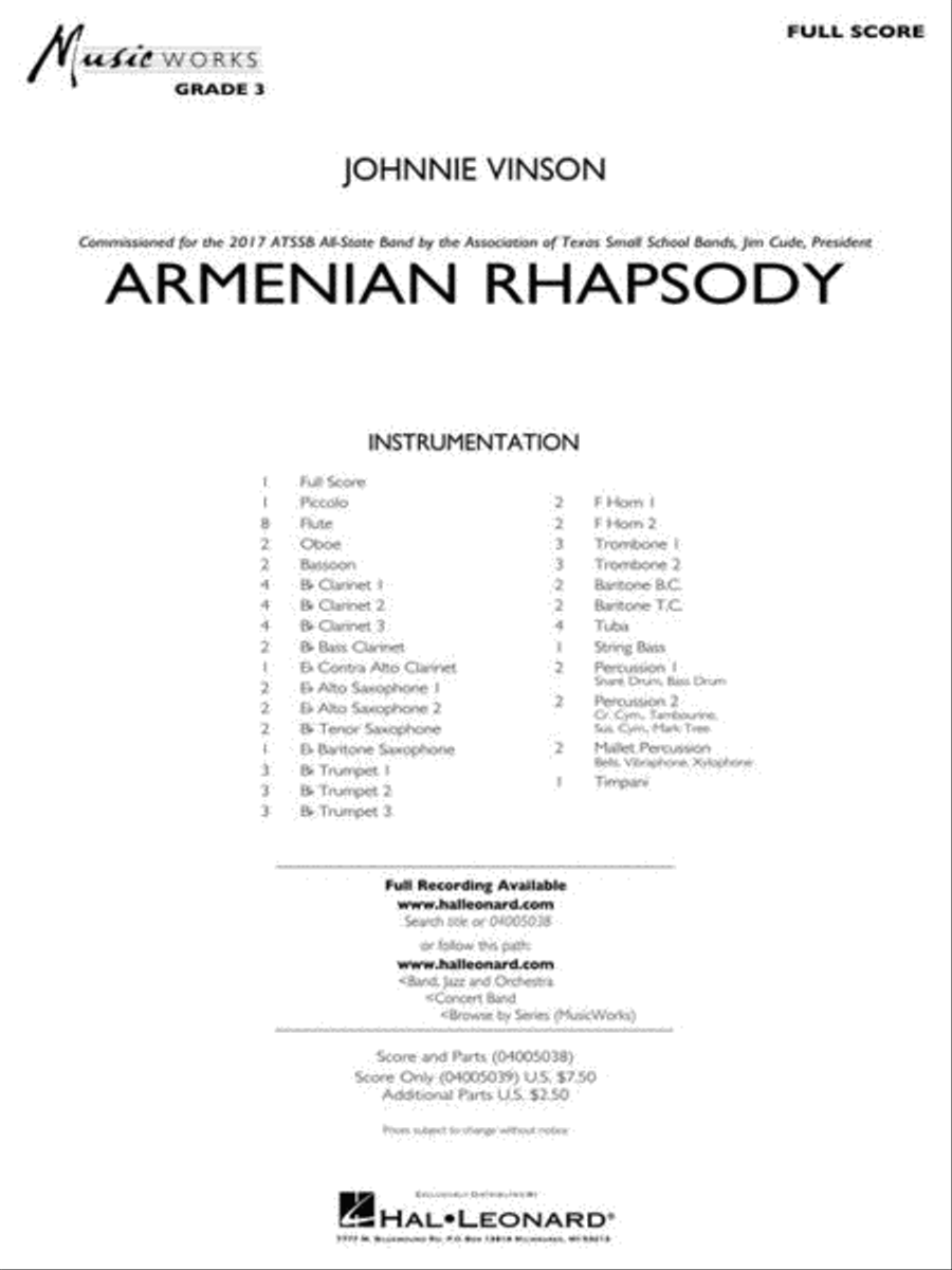 Armenian Rhapsody Concert Band scores gallery preview page 3