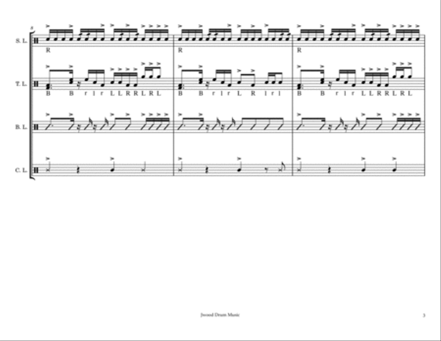 Invader (Drumline Cadence) Marching Band scores gallery preview page 3