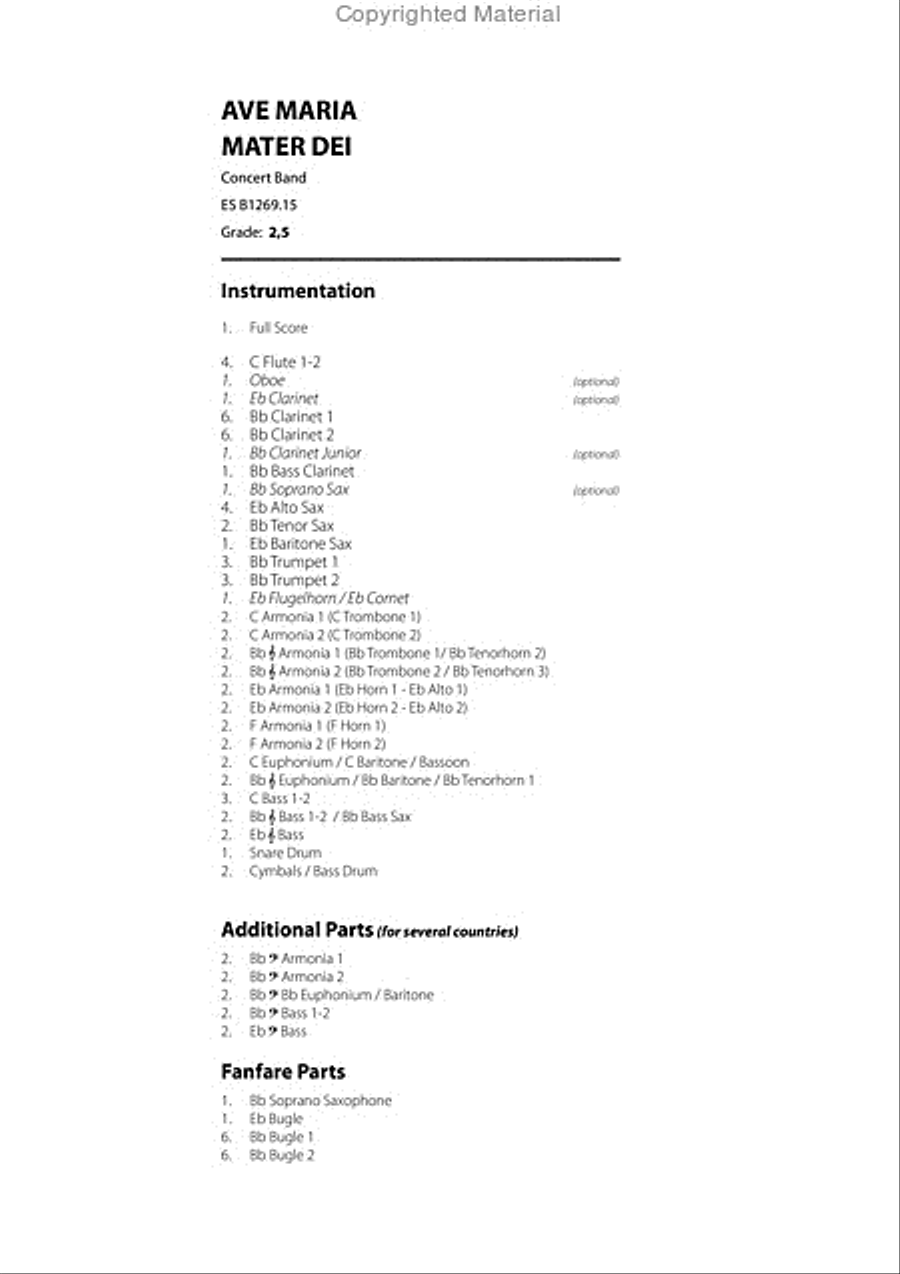 Ave Maria - Mater Dei Concert Band scores gallery preview page 2