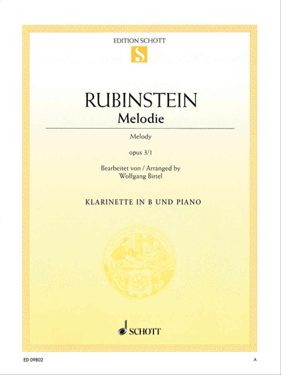 Melodie Op. 3, No. 1 Melodie Op. 3, No. 1 Clarinet Solo scores gallery preview page 1