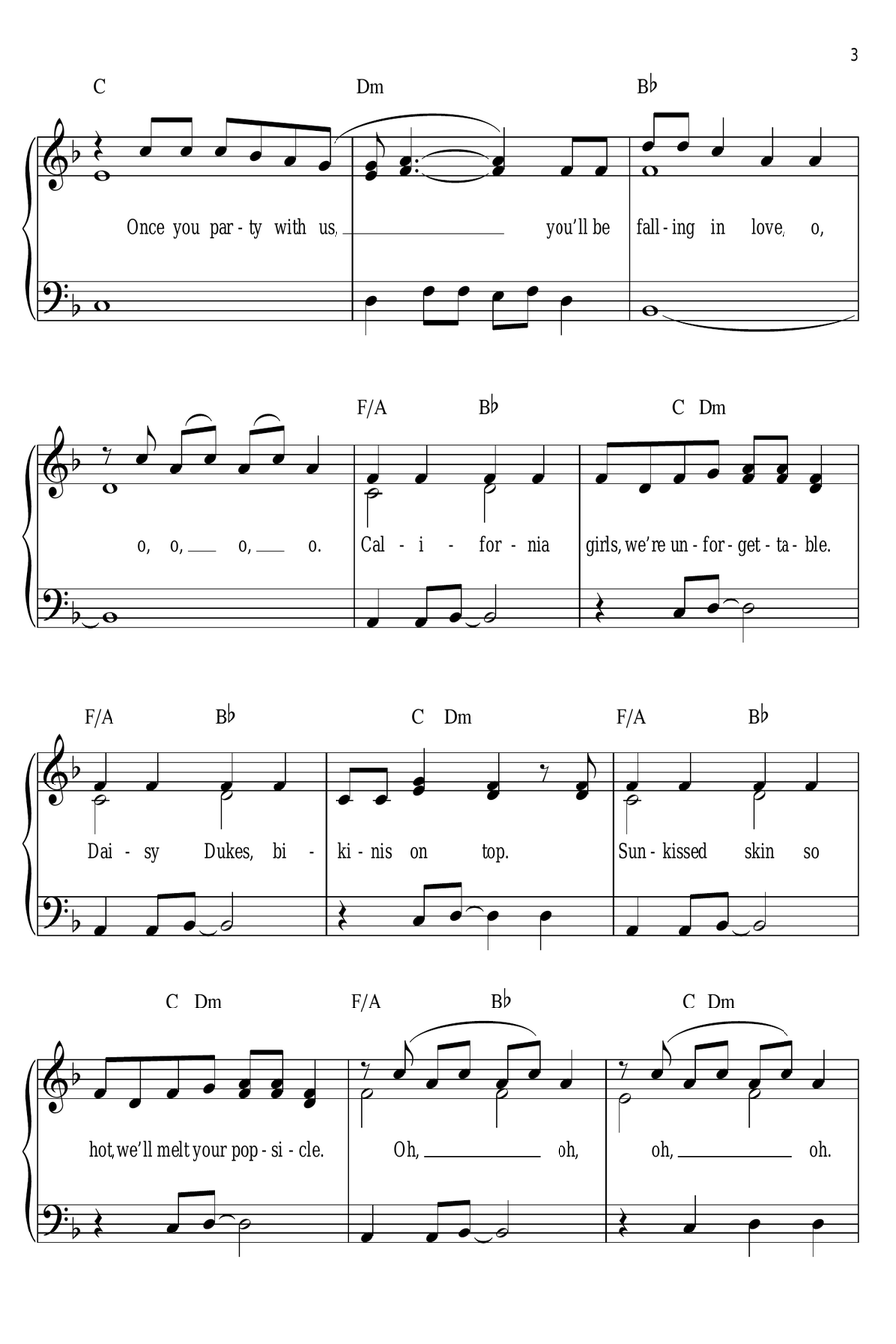 California Gurls California Gurls Easy Piano scores gallery preview page 3