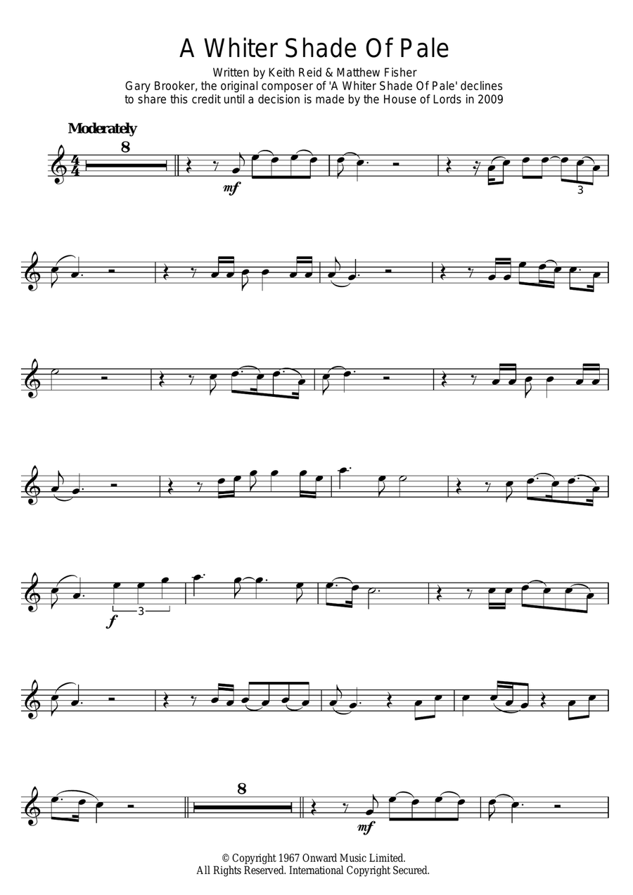 A Whiter Shade Of Pale Violin Solo scores gallery preview page 1