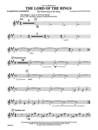 The Lord of the Rings: The Fellowship of the Ring, Concert Medley from: E-flat Baritone Saxophone
