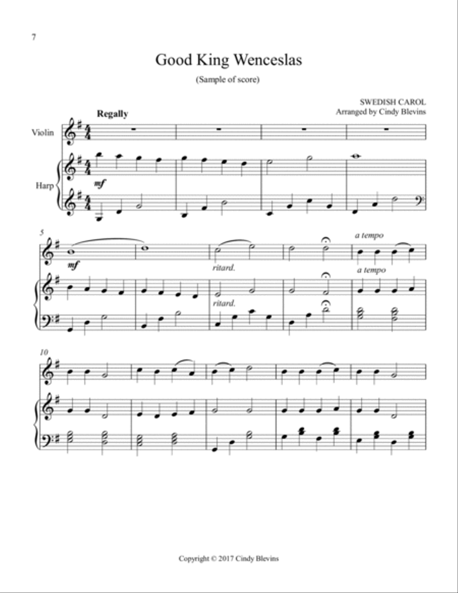 Harp and Violin, Christmas, Set 2 String Duet scores gallery preview page 3