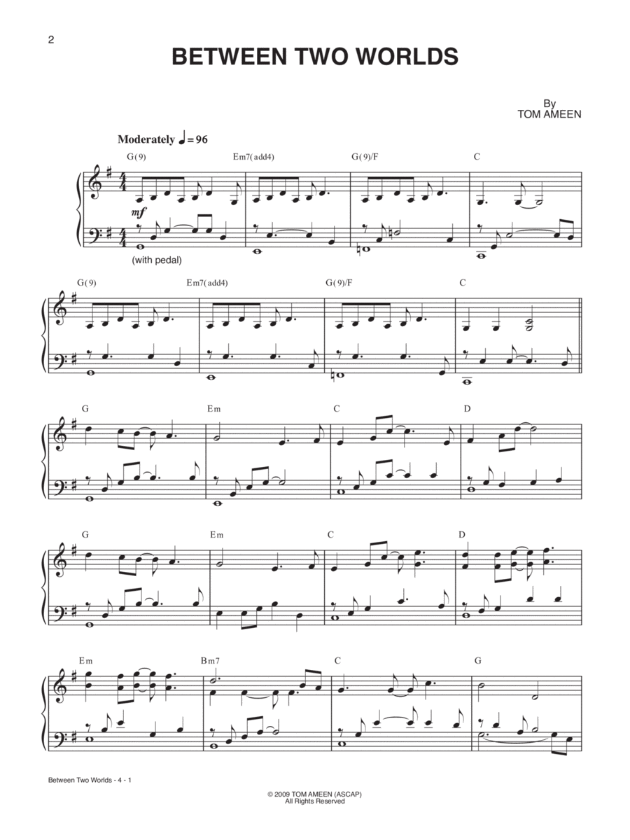 Between Two Worlds Piano Solo scores gallery preview page 1