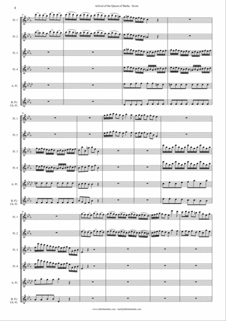 Arrival of the Queen of Sheba - for Flute Choir Flute Choir scores gallery preview page 5